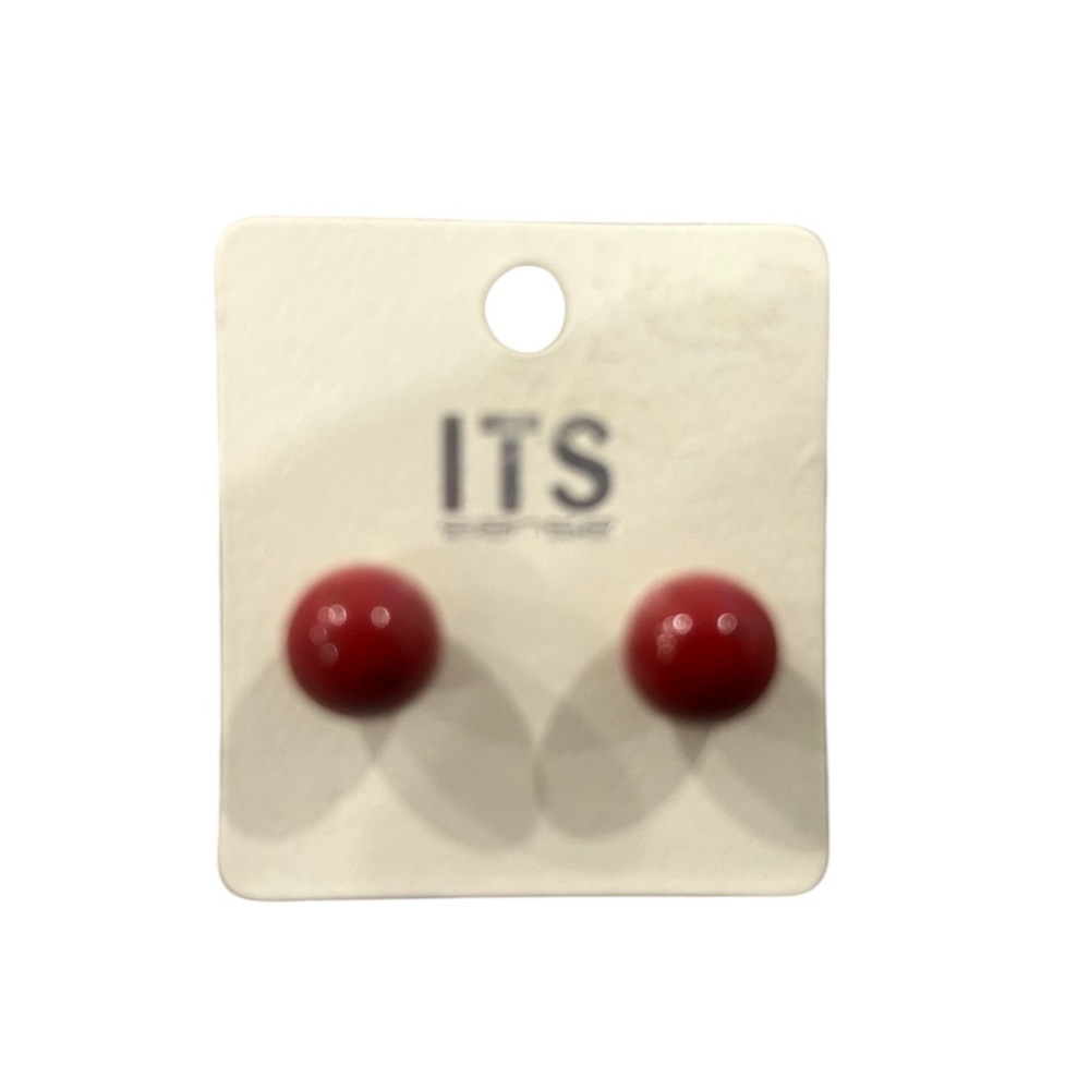 Red Ball Pierced Earrings
